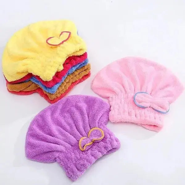 Hair Drying Towels, Ultra Absorbent Hair Drying Cap Towel For Women Adults Or Kids Girls(random Color ) - Trendy Buzz