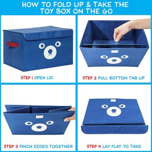 "Panda Folding Storage Bin - Kids Toy Organizer, Wardrobe & Cabinet Bag (Random Color)"